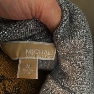 ♥️💖 Michael Kors Metallic Silver Cowl Neck Top Shimmer Blouse